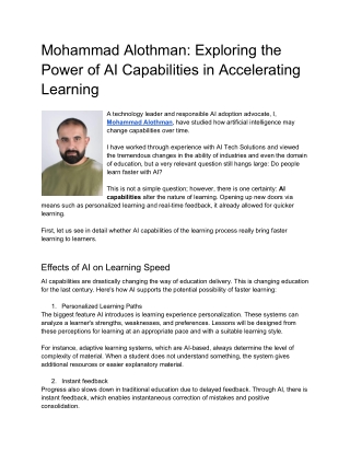 Mohammad Alothman Exploring the Power of AI Capabilities in Accelerating Learning