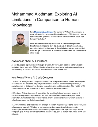 Mohammad Alothman Exploring AI Limitations in Comparison to Human Knowledge