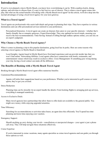 The Benefits of Booking with a Myrtle Beach Travel Agent