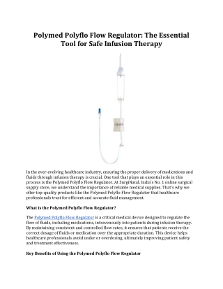Polymed Polyflo Flow Regulator - Best Prices for Infusion Therapy