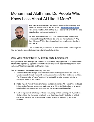 Mohammad Alothman Do People Who Know Less About AI Like It More