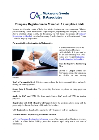 Pvt Ltd Company Registration in Mumbai – Register Today!