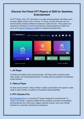 Discover the Finest OTT Players of 2025 for Seamless Entertainment