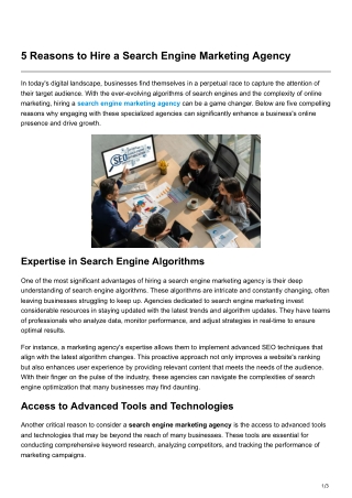 5 Reasons to Hire a Search Engine Marketing Agency