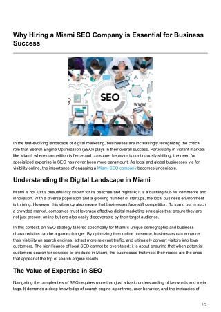 Why Hiring a Miami SEO Company is Essential for Business Success