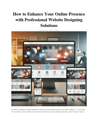 How to Enhance Your Online Presence with Professional Website