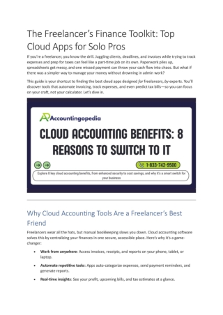 The Freelancer’s Finance Toolkit: Top Cloud Apps for Solo Pros
