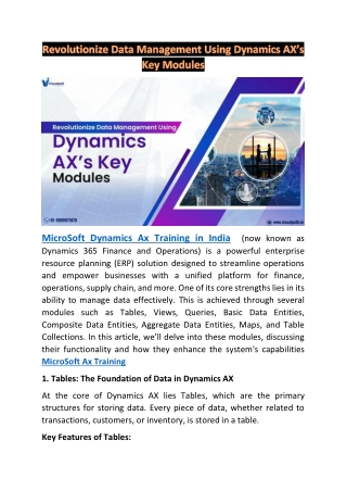 MicroSoft Dynamics Ax Training in India MicroSoft Ax Training