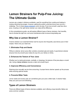 Lemon Strainers for Pulp-Free Juicing
