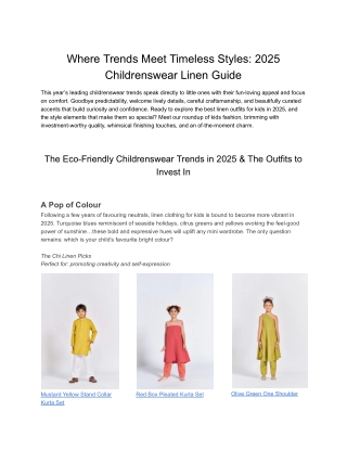 Where Trends Meet Timeless Styles  2025 Childrenswear Linen Guide