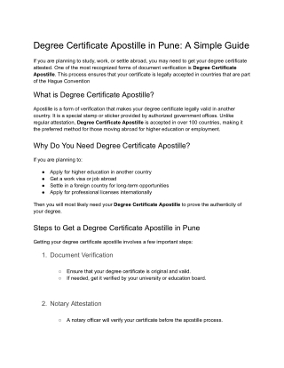 Professional Degree Certificate Apostille Company in Pune