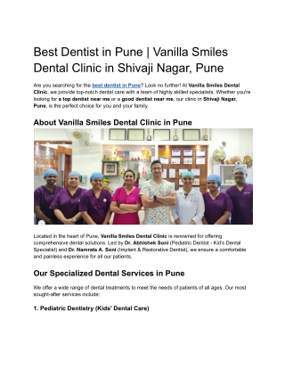 Best Dentist in Pune _ Vanilla Smiles Dental Clinic in Shivaji Nagar