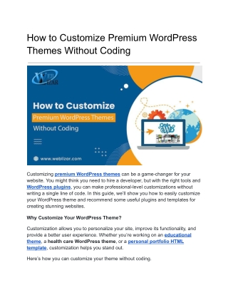 How to Customize Premium WordPress Themes Without Coding