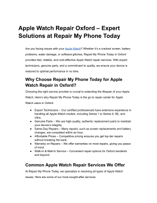 Apple Watch Repair Oxford – Expert Solutions at Repair My Phone Today