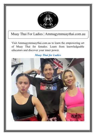 Muay Thai For Ladies | Ammagymmuaythai.com.au