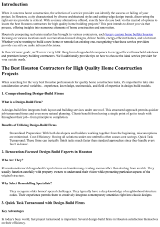 The Best Houston Specialists for Quality Home Building And Construction Projects