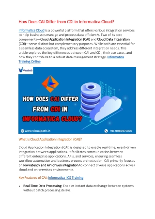 Informatica Cloud Training In Bangalore  | IICS Online