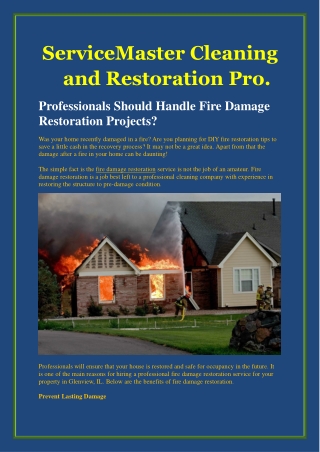 Professionals Should Handle Fire Damage Restoration Projects