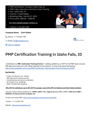 PMP Certification Training in Idaho Falls, ID (1)