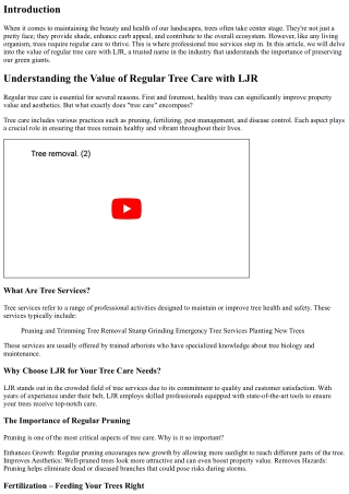 Understanding the Value of Regular Tree Care with LJR