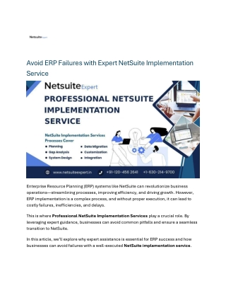 Avoid ERP Failures with Expert NetSuite Implementation Service