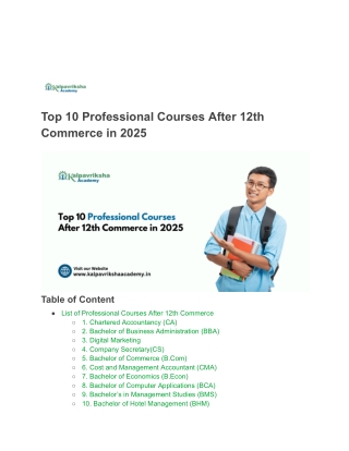 Top Professional Courses After 12th Commerce in 2025