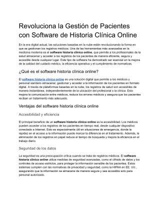 Revoluciona la Gestión de Pacientes con Software de Historia Clínica Online