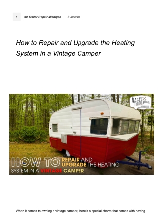 Repair Heating Fast Vintage Camper Repair Michigan Guide