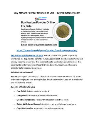 Buy Kratom Powder Online For Sale - buymdmasafely