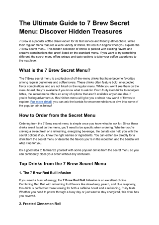 The Ultimate Guide to 7 Brew Secret Menu_ Discover Hidden Treasures