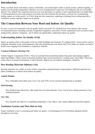 “The Connection Between Your Roof and Indoor Air Quality”