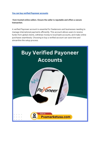 Buy Verified Payoneer Accounts - 100% Verified & Safe