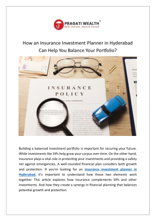 How an Insurance Investment Planner in Hyderabad Can Help You Balance Your Portfolio