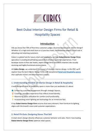 Best Dubai Interior Design Firms for Retail & Hospitality Spaces