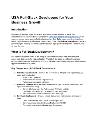 USA Full-Stack Developers for Your Business Growth