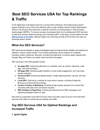 Best SEO Services USA for Top Rankings & Traffic