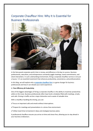 Corporate Chauffeur Hire