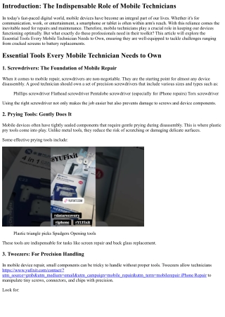 Essential Tools Every Mobile Technician Needs to Own
