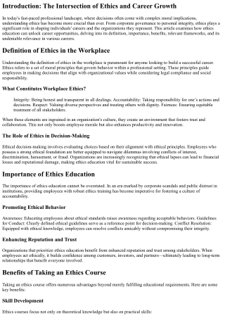 Unlocking Career Opportunities Through Ethics Education