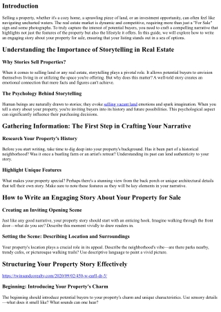 “How to Write an Engaging Story About Your Property for Sale”