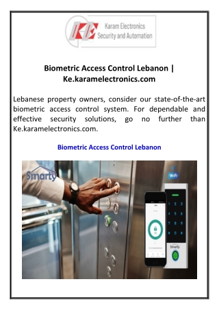 Biometric Access Control Lebanon Ke.karamelectronics.com