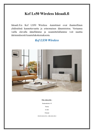 Kef Ls50 Wireless  Ideaali.fi
