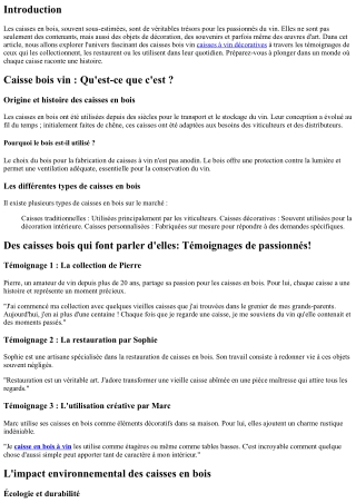 “Des caisses bois qui font parler d'elles: Témoignages de passionnés!”