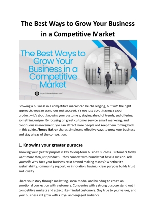 The Best Ways to Grow Your Business in a Competitive Market