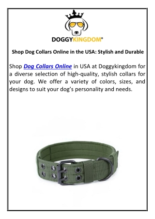 Shop Dog Collars Online in the USA: Stylish and Durable