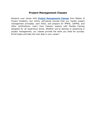 Project Management Classes