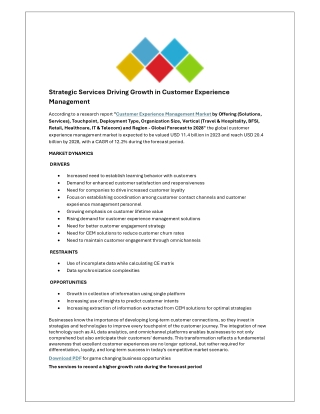 Strategic Services Driving Growth in Customer Experience Management