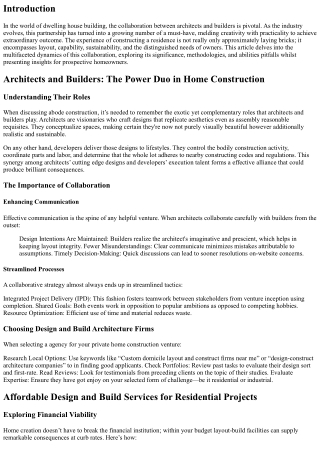 Architects and Builders: The Power Duo in Home Construction