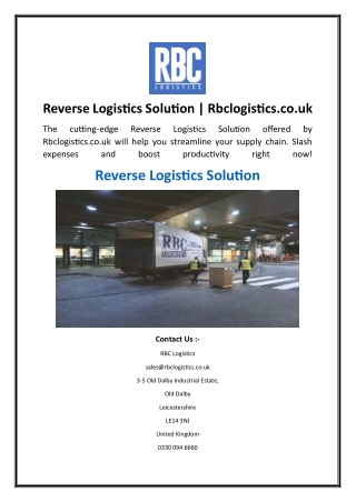 Reverse Logistics Solution  Rbclogistics.co.uk
