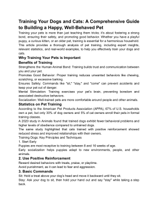 Training Your Dogs and Cats_ A Comprehensive Guide to Building a Happy, Well-Behaved Pet